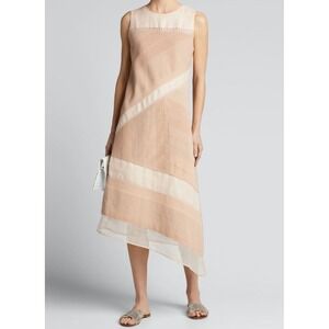 Collectiva Concepcion Greta Asymmetric Colorblock Twill Dress Size 4 Neutral‎